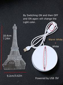SISGHA 1入維多利亞鐵塔3d燈夜燈,3d溫暖明亮夜燈家居裝飾,最佳萬聖節&聖誕節禮物,音樂家桌面裝飾 - 白色 - 查看 7