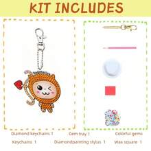 Children'S Handmade Diy Diamond Painting Cartoon Twelve Constellations Keychain, 5d Diamond Keychain Pendant Accessories - Orange - View 4