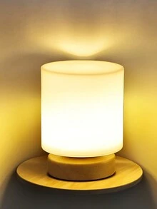 1入北歐簡約實木柔光眼部保護的立方圓柱形usb供電裝飾性桌面燈臥室床頭夜燈 - 白色 - 查看 6