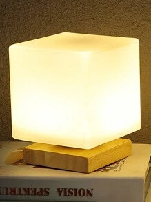 1入北歐簡約實木柔光眼部保護的立方圓柱形usb供電裝飾性桌面燈臥室床頭夜燈 - 白色 - 查看 1