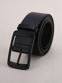 1 Women's Black Rectangular Buckle Pu Large Size Belt Suitable For Daily Use, Widened Version Belt Summer, School