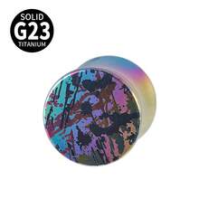 1入組g23鈦大耳塞,伸展耳夾測量擴張器,穿刺飾品6mm-16mm,男女圓形耳塞 - 彩色紋理 - 查看 13