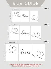 3 cái/bộ Tối giản hiện đại Đen Và Trắng Sợi dây Love Và Tim Phong cách Bắc Âu Treo tranh Trang trí Bức tranh - Nhiều màu - Xem 5