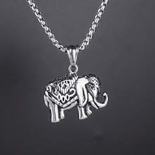 Elephant Pendant Necklace, Hip Hop Style Collarbone Chain, Minimalist Sweater Chain - Antique Silver - View 4