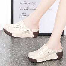 Women's High-End Hollow Out Platform Sandals With Thick Bottom & Closed Toe, Suitable For Outdoor Use