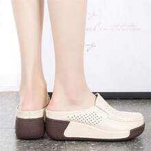 Women's High-End Hollow Out Platform Sandals With Thick Bottom & Closed Toe, Suitable For Outdoor Use