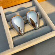 1 对欧美风格脸型金银金属超大耳环，带抛光镜面，时尚个性珠宝 - 人面金屬耳環 - 查看 8