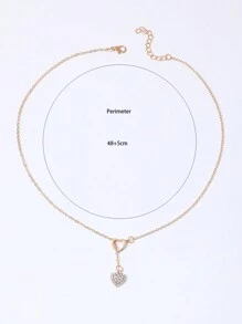 1pc Simple Heart & Y-Shaped Adjustable Chain Sweater Necklace - Gold - View 6