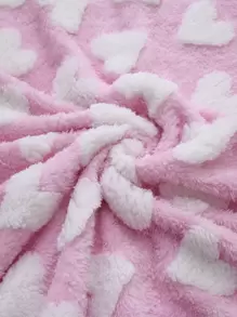 1入組提花紋理愛心形毛絨拼花毯,柔軟舒適,適用於多種節日禮物,作為沙發毯