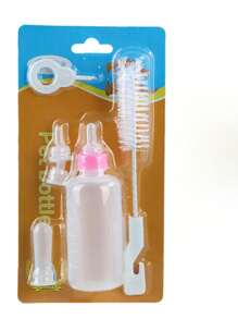 6pcs/Set Pet Water And Milk Feeder, Suitable For Feeding Young Pets - Pink - View 1