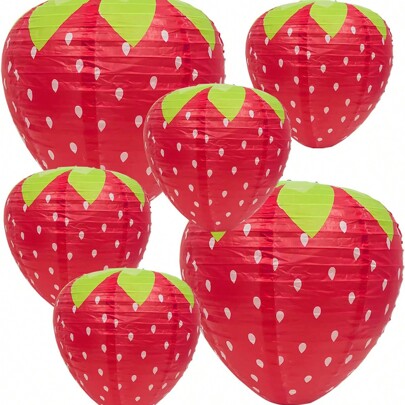 3PCSX20CM Strawberry Paper Lanterns Ornament Very Refreshing And Cute For Fruit Theme Birthday Party Baby Shower Paper Wedding Garden Decorations Strawberry For Girl Hungry Caterpillar Party Supplies Nursery Hanging Ornament,Halloween,Spooky,Autumn,Holiday,Festival,Home Decor ,Room Decor,Wall Decor Gifts Graduation