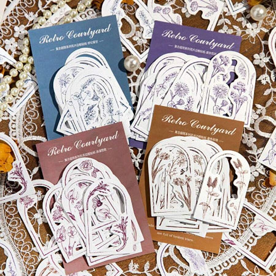 1 件裝 30 件復古風格日記貼紙、diy 裝飾材料貼紙、剪貼簿創意用品、手機/電腦/筆記型電腦美學配件（隨機 4 款） - 紅木色 - 查看 1