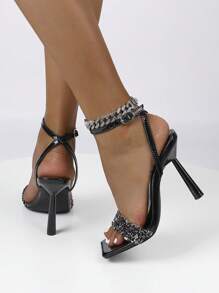 Women Heeled Sandals - Hitam - View 6