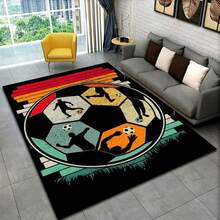1pc Soccer Ball Shaped Home Decor Carpet For Living Room/Bedroom - Multicolor - View 5