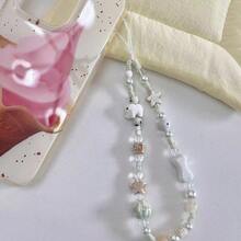 陶瓷大象和骨頭ccd相機掛飾,適用於手機殼,即時相機防丟手繩,時尚新鮮風格 - 白色小象掛繩 - 查看 2