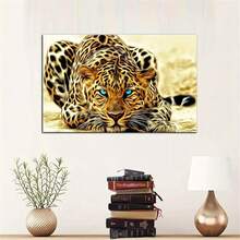 1張金色獵豹動物藝術海報印刷,牆壁裝飾、畫像,斑馬紋畫布油畫,適用於客廳裝飾,無框架 - 彩色 - 查看 5
