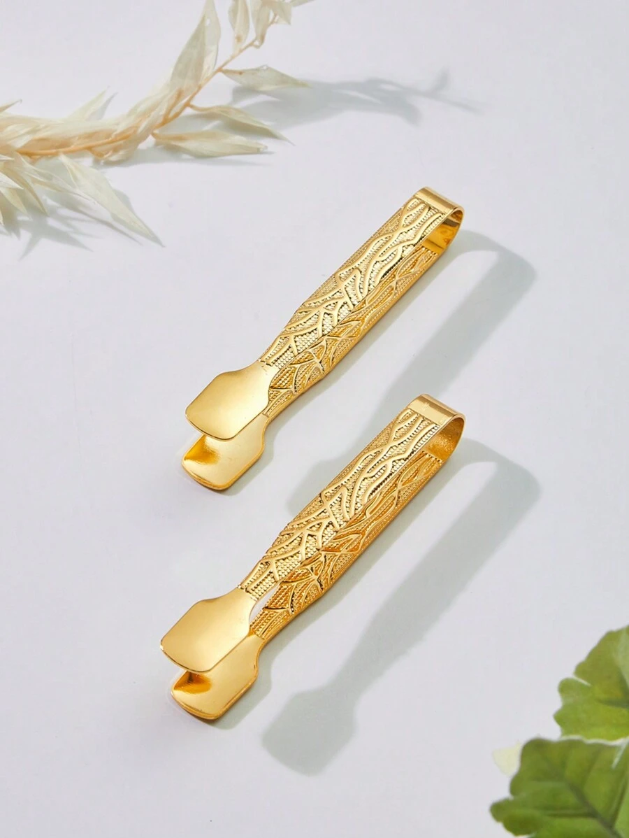 2 Kẹp Gỗ Đốt Hương Mini, Kẹp Gắp Đường Viên, Kẹp Gắp Đá Viên-Vàng