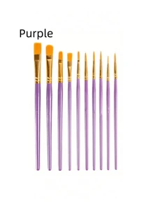 10 chiếc cọ vẽ hai tông màu, cọ vẽ sơn dầu đa năng chuyên nghiệp để vẽ chi tiết, tranh nghệ thuật trở lại trường học, trở lại trường học, đồ dùng học tập - màu xanh lá - Xem 3