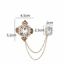 1入鑲嵌鑽石和綠色寶石的胸針,帶鏈扣,中性款式,多種顏色選擇 - 綠色 - 查看 4