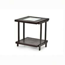 Sophisticated Rustic Industrial End Table - Rich Wood Tabletop, Roomy Bottom Shelf - Stylized Iron Frame, Unique Accent Piece