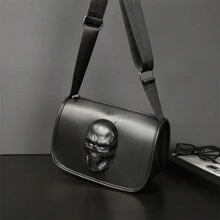 骷髅和鬼头斜挎包 防水多功能 配有可调节肩带 节日必备品 旅行度假 工作办公室通勤/通勤 PU 皮革 极简主义 Y2K 休闲 男士礼物 男士礼物 男孩单肩包 侧包 方形包 黑色包 夏季学院包 男士单肩包 男包 斜挎包 侧包 返校 学生 学校用品 秋季邮差包 男士包 圆筒包 复古款 万圣节 圣诞节 - 黑色 - 查看 4
