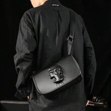 骷髅和鬼头斜挎包 防水多功能 配有可调节肩带 节日必备品 旅行度假 工作办公室通勤/通勤 PU 皮革 极简主义 Y2K 休闲 男士礼物 男士礼物 男孩单肩包 侧包 方形包 黑色包 夏季学院包 男士单肩包 男包 斜挎包 侧包 返校 学生 学校用品 秋季邮差包 男士包 圆筒包 复古款 万圣节 圣诞节 - 黑色 - 查看 1