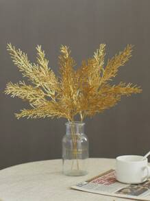 2株人造金色闪光芦苇假植物，金色塑料叶片，仿真芦苇灌木，适用于室内/室外派对婚礼桌面DIY装饰、情人节、礼物、毕业典礼、秋季装饰、秋季家居装饰、返校房间装饰、学习用品 - 金色 - 查看 4