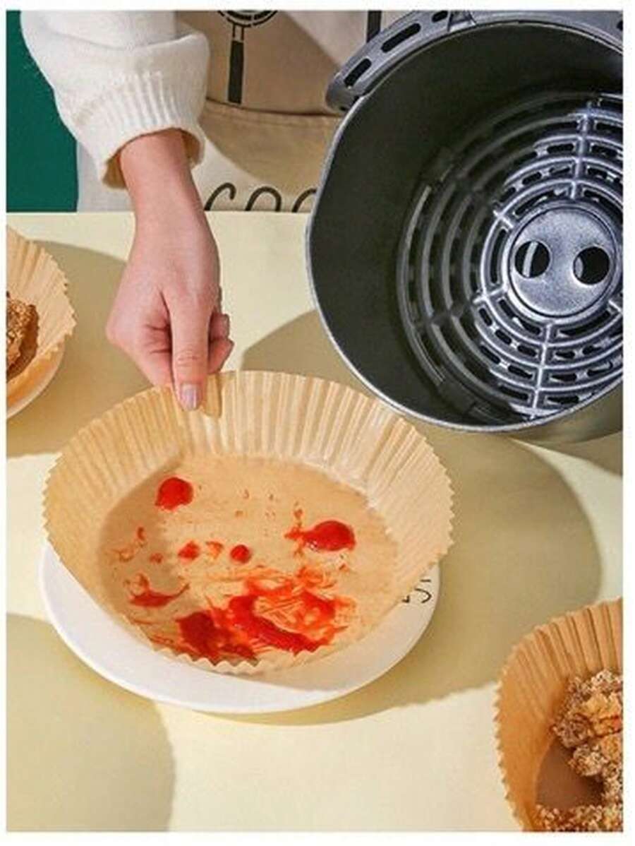 50 PECAS Forma Descartável Para Fritadeira Air Fryer Em Papel Antiaderente Redondo