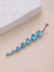 1pc Vibrant Rhinestone Heart Shaped Navel Ring In Various Sizes Valentines
