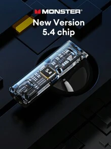 Monster Xkt23無線耳機具有enc功能,舒適半入耳設計,長達5.4小時的電池壽命,hifi音質,音樂和遊戲模式,低延遲,內置麥克風 - 黑色 - 查看 3