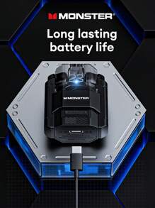 Monster Xkt23無線耳機具有enc功能,舒適半入耳設計,長達5.4小時的電池壽命,hifi音質,音樂和遊戲模式,低延遲,內置麥克風 - 黑色 - 查看 6