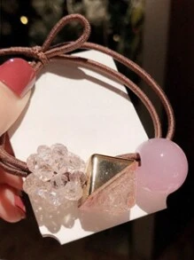 4件套精致高端女士发圈，弹性马尾发圈，也可作手链使用，适合各种发质，波西米亚风情人节发圈，发绳，发圈，发饰，头饰，健身运动跑步服饰发圈 - 彩色 - 查看 9