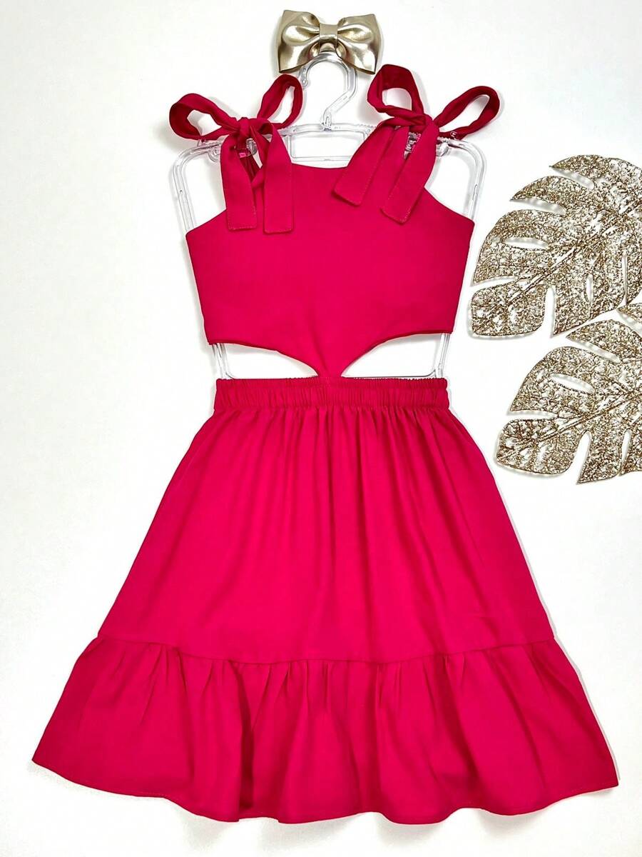 Young Girls Dresses - Màu Hồng Tươi - Xem 1
