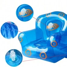 Transparent Slouchy Sofa Inflatable Sofa, Creative Balcony Chair, Picnic Photo Props Sofa, Portable Clear Blue Pvc Inflatable Sofa With Backrest, Small - Blue - View 3