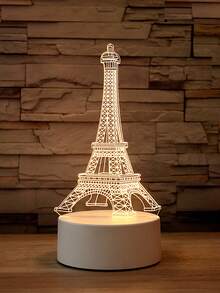 SISGHA 1入維多利亞鐵塔3d燈夜燈,3d溫暖明亮夜燈家居裝飾,最佳萬聖節&聖誕節禮物,音樂家桌面裝飾 - 白色 - 查看 3
