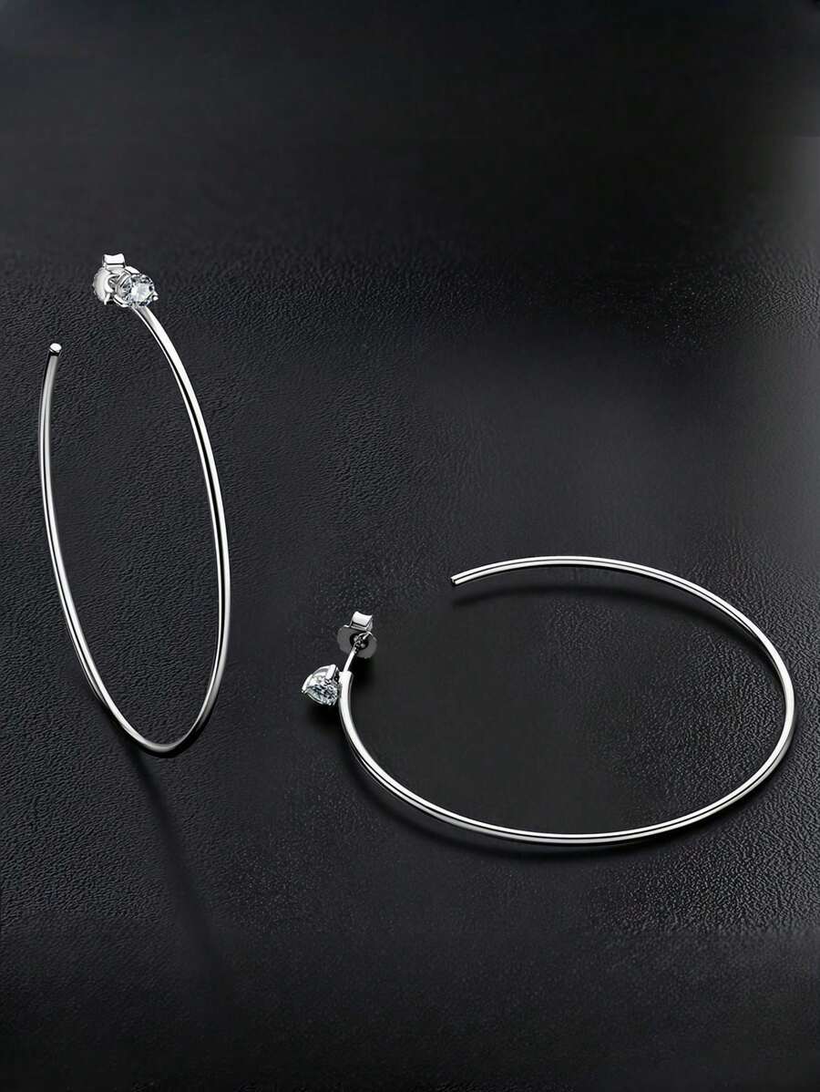 LI JIN 1 對女士大號圓形耳環,摩根石,d-e 顏色,vvs 級,925 純銀,鍍 18k 白金和黃金,適合日常佩戴 - 金色 - 查看 1