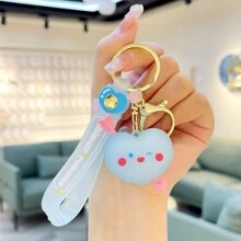 1只新可愛的卡通鑰匙扣,適用於汽車鑰匙或背包,心形箭頭設計,柔軟橡膠材質,適合女性使用。是送給閨蜜的完美禮物。 - 藍色 - 查看 1