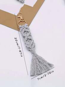 1pc Hand-Woven Tassel Keychain Pendant Creative Keychain, Backpack Pendant, Bag Charms, Birthday Gifts, DIY Accessories Party Favors, Decorations,Birthday Gift For Friends And Family(Light Grey),Home Decor ,Room Decor,Wall Decor Graduation