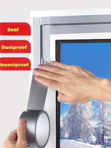 1Pc Window Weather Sealing Tape, Window Draft Isolation Sealing Film Tape No Residue Surface-Removes Cleanly - Grey - View 1