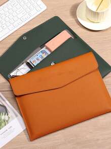 Leather A4 Document Bag File Folder For Business Meeting, Bill Storage - Orange - View 5