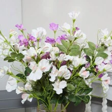 1pc Pea Flower, Peablossom, Artificial Flower, Polyester Fiber Material, Home Decoration, Garden Decoration, School Dormitory Decoration, Party Event Holiday Party Decoration, Hotel Restaurant Living Room Bedroom Wedding Kitchen Garden Decoration, Spring And Summer Decoration - White - View 7