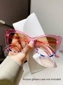 1 件女士猫眼时尚眼镜，复古休闲个性化时尚眼镜，适合节日 - 棕色 - 查看 1