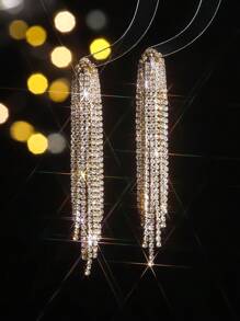 時尚長流蘇彩虹色水晶耳環女士1對 - 彩色的 - 查看 4