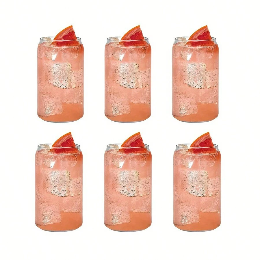 4/6pcs  Glass Cups, 16.9oz Can Shape Drinking Glasses Beer Glasses Tumbler Cups Water Bottles For Iced Coffee, Cocktail, Beer, Soda - Clear - View 1