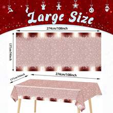 1pc Pink Rose Gold Tablecloth With Sparkly Printed Plastic Table Cover, Suitable For Diamond Girl, Wedding, Valentine's Day, Anniversary, Engagement Party Decoration (Set Of 3) - 137*274 - View 7