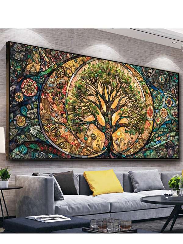 1 Conjunto 30x60cm Ou 40x80cm Pintura De Diamante Diy De Árvore Dos Sonhos Da Vida Completa, Mosaico De Diamante Redondo Completo 5d Bordado De Diamante Yggdrasil Psicodélico Nova Chegada Decoração Nórdica