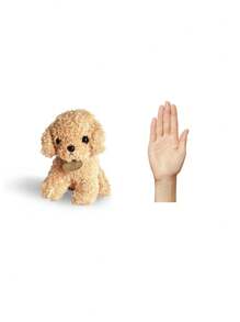 1 件逼真迷你泰迪狗毛絨玩具可愛捲毛狗毛絨動物 - 黃色 - 查看 3