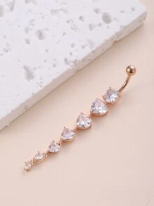 1pc Vibrant Rhinestone Heart Shaped Navel Ring In Various Sizes Valentines