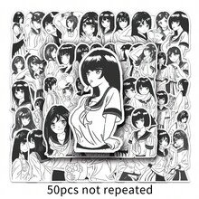 50張/組動漫女孩與校服塗鴉風格防水貼紙,適用於手機殼,行李箱等 - 彩色 - 查看 6