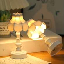 Nordic Vintage Style Led Lotus Night Light, Mini Simple Sleep Light, Creative Table Lamp For Students' Dormitory, Bedroom - Lotus Desk Lamp-battery Model - View 1